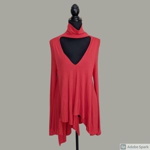 Free People red knit cut out sweater size XXS